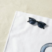 Serviette De Plage Nom du bateau nautique, Fleurs d'Ancres rayures (En situation)