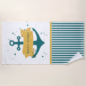 Serviette De Plage Nom du bateau nautique Personnalisé (Devant)