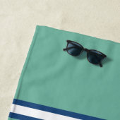 Serviette De Plage Nom du bateau nautique turquoise Bleu rayé (En situation)