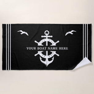 Serviette De Plage Nom du bateau personnalisé Ancre de roue du navire