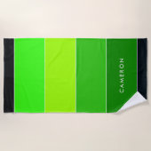 Serviette De Plage Nom du bloc de couleur Bandes vert noir (Devant)