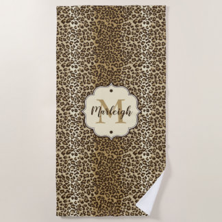 Serviette De Plage Nom du monogramme personnalisé de l'Empreinte de l