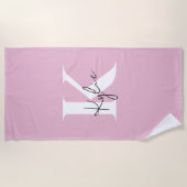 Serviette De Plage Nom du monogramme personnel rose moderne - (Devant)