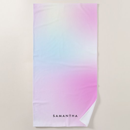 Serviette De Plage Nom du monogramme rose moderne (Devant)