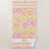 Serviette De Plage Nom du Motif des agrumes tropicaux Monogramme (Devant)