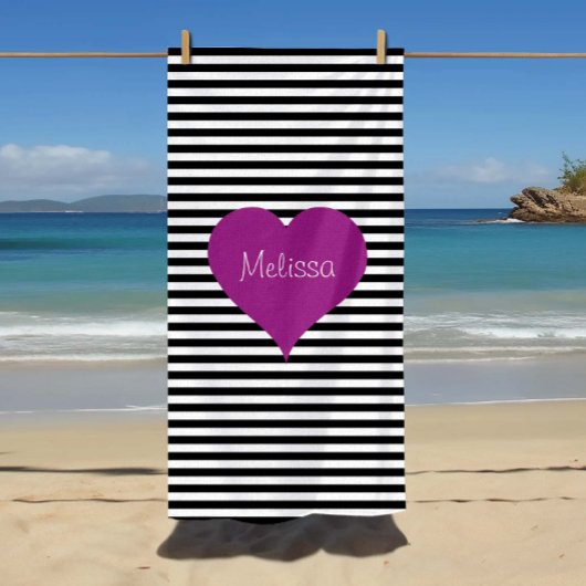 Serviette De Plage Nom du Motif des bandes noires et blanches