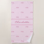 Serviette De Plage Nom du motif des initiales en monogramme rose pâle (Devant)