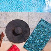 Serviette De Plage Nom du Motif Feuille bleu Texte bilingue