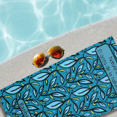Serviette De Plage Nom du Motif Feuille bleu Texte bilingue