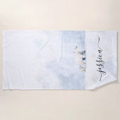 Serviette De Plage Nom du script de l'ours polaire mignon (Devant)