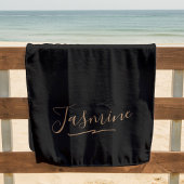 Serviette De Plage Nom du script féminin en or noir moderne