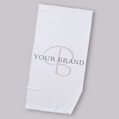 Serviette De Plage Nom élégant Monogramme | Blanc et gris