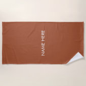 Serviette De Plage Nom en terre cuite moderne monogramme texte uni (Devant)