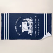 Serviette De Plage Nom et logo du bateau Nautique moderne (Devant)