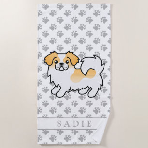 Serviette De Plage Nom et nom du chien mignon d'espagne tibétain de P