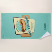 Serviette De Plage Nom et texte personnalisés Hot Dog (Devant)