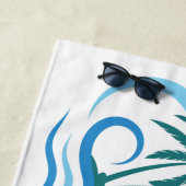 Serviette De Plage Nom et texte personnalisés Îles tropicales (En situation)