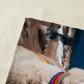 Serviette De Plage Nom et texte personnalisés Pérou Llama (En situation)