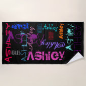 Serviette De Plage Nom extensible personnalisé 6 lettres Beach Towel (Devant)