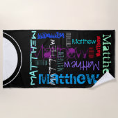 Serviette De Plage Nom extensible personnalisé 7 lettres Beach Towel (Devant)