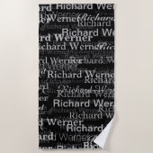 Serviette De Plage Nom extensible sur toute impression Noir&Blanc Mod (Devant)