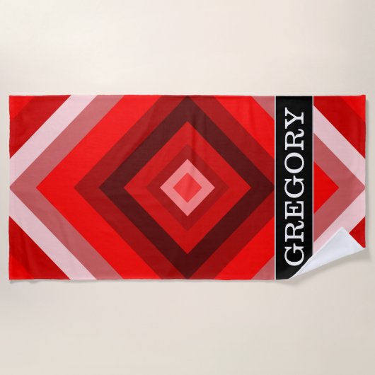 Serviette De Plage Nom fait sur commande + Le rouge a ombragé le (Devant)