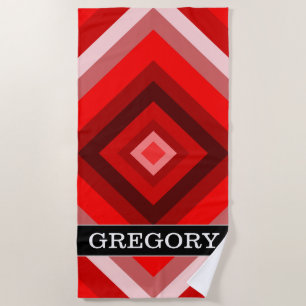 Serviette De Plage Nom fait sur commande + Le rouge a ombragé le