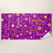 Serviette de plage nom fleurs Emily (Devant)