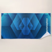 Serviette De Plage Nom Géométrique Bleu Moderne (Devant)