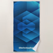 Serviette De Plage Nom Géométrique Bleu Moderne (Devant)