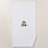 Serviette De Plage Nom initial géométrique de luxe absolu B blanc (Devant)