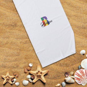 Serviette De Plage Nom initial géométrique de luxe absolu B blanc