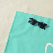 Serviette De Plage Nom manuscrit élégant vert menthe (En situation)