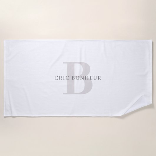 Serviette De Plage Nom moderne élégant et monogramme (Devant)