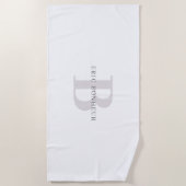 Serviette De Plage Nom moderne élégant et monogramme (Devant)