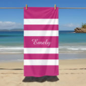 Serviette De Plage Nom moderne Piscine à rayures roses