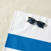 Serviette De Plage Nom Moderne Piscine Rayée Bleu Français (En situation)