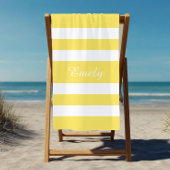 Serviette De Plage Nom moderne Piscine rayée jaune