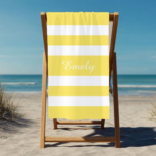 Serviette De Plage Nom moderne Piscine rayée jaune