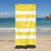 Serviette De Plage Nom moderne Piscine rayée jaune