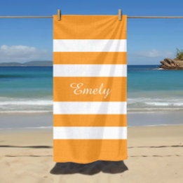 Serviette De Plage Nom Moderne Piscine Rayée Orange