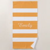 Serviette De Plage Nom Moderne Piscine Rayée Orange (Devant)