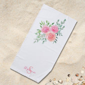 Serviette De Plage Nom Monogram rose Floral