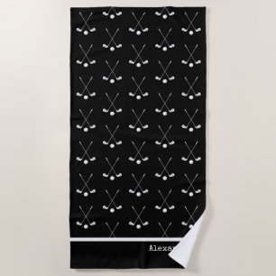 Serviette De Plage Nom monogramme golf sports