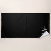 Serviette De Plage Nom Monogramme Moderne Gris Noir Écriture Élégante (Devant)