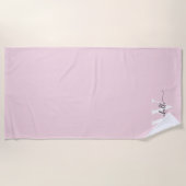 Serviette De Plage Nom Monogramme Rose Pâle Moderne Écriture Élégante (Devant)