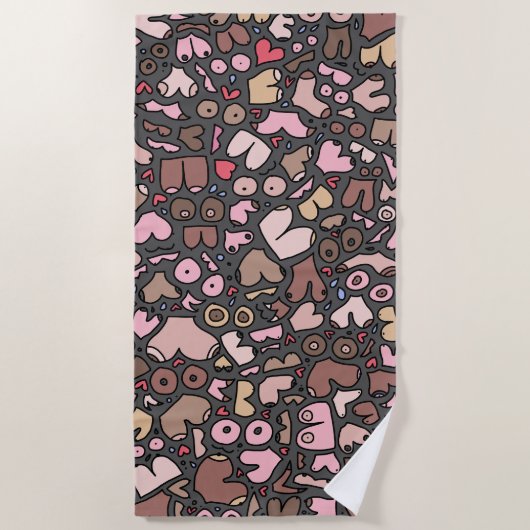 Serviette De Plage Nom motif mammaire neutre (Devant)