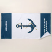 Serviette De Plage Nom nautique turquoise Beach House (Devant)