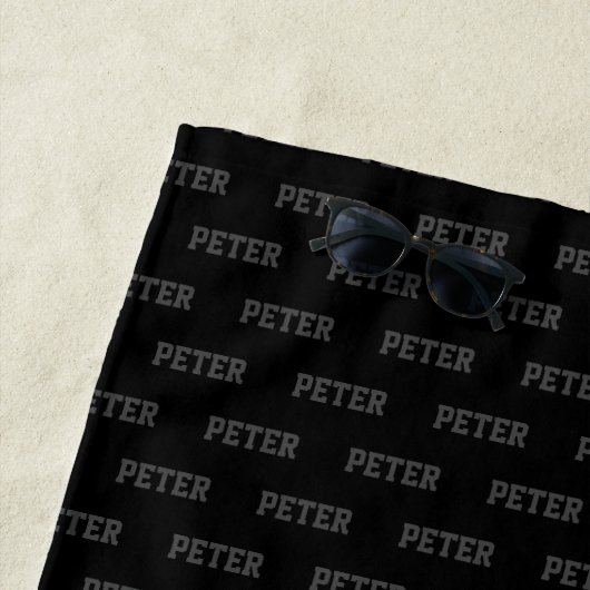 Serviette De Plage Nom noir Motif Moderne Masculine (En situation)