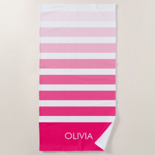 Serviette De Plage Nom Ombre rose personnalisé